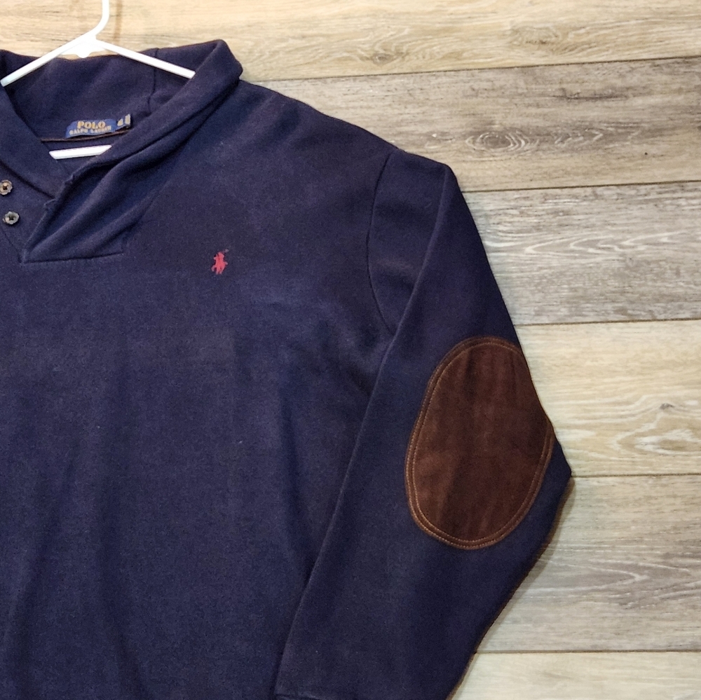 Polo Ralph Lauren Navy Pullover with Brown Elbow Patches Size Xlarge Tall - Picture 9 of 9